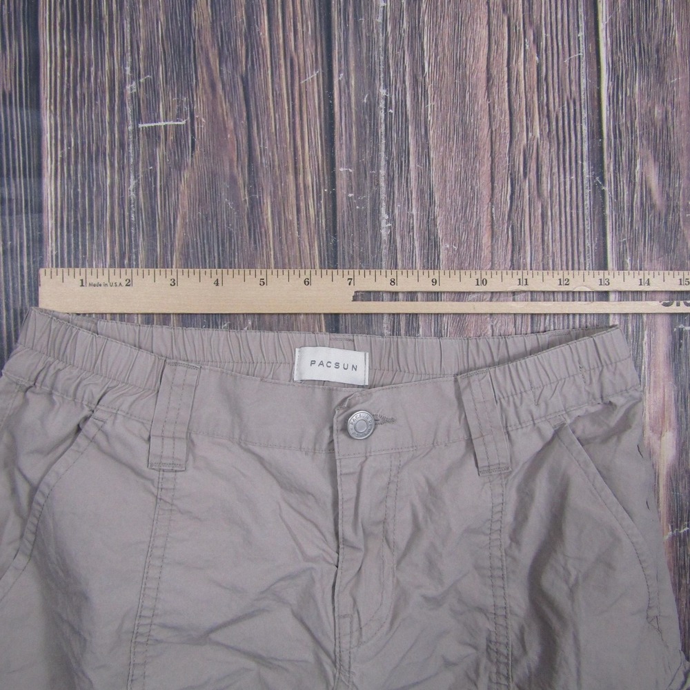 PacSun Pants Womens M Beige Cotton Cargo Twill Elastic Waist Pockets Relaxed Fit - Picture 5 of 8